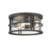 Z-Lite Jordan 3 Light 12" Wide Outdoor Flush Outdoor Ceiling Light with Seedy Glass Shade Black
