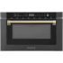ZLINE Autograph Edition 24 Inch Wide 1.2 Cu. Ft. 1000 Watt Drawer Microwave with Traditional Handle and Auto-Touch Open / Close Black Stainless Steel / Champagne Bronze