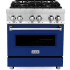 ZLINE Legacy 30 Inch Wide 4 Cu. Ft. Free Standing Dual Fuel Range with Blue Gloss Door and Italian-Made Sealed Burners Stainless Steel / Blue Gloss