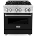 ZLINE Legacy 30 Inch Wide 4 Cu. Ft. Free Standing Dual Fuel Range with Black Matte Door and Italian-Made Sealed Burners Stainless Steel / Black Matte