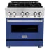 ZLINE Legacy 30 Inch Wide 4 Cu. Ft. Free Standing Dual Fuel Range with Blue Matte Door and Italian-Made Sealed Burners Stainless Steel / Blue Matte