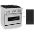 ZLINE Legacy 30 Inch Wide 4 Cu. Ft. Free Standing Dual Fuel Range with Brass Burners and Griddle Stainless Steel
