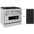 ZLINE Legacy 36 Inch Wide 4.6 Cu. Ft. Free Standing Dual Fuel Range with Brass Burners and Griddle Stainless Steel