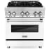 ZLINE Legacy 30 Inch Wide 4 Cu. Ft. Free Standing Dual Fuel Range with Italian-Made Sealed Burners and White Matte Door Stainless Steel / White Matte