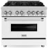ZLINE Legacy 36 Inch Wide 4.6 Cu. Ft. Free Standing Dual Fuel Range with Italian-Made Sealed Burners and White Matte Door Stainless Steel / White Matte