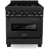 ZLINE Legacy 30 Inch Wide 4 Cu. Ft. Free Standing Dual Fuel Range with Italian-Made Sealed Burners and StayPut Door Black Stainless Steel