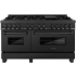 ZLINE Legacy 60 Inch Wide 7.4 Cu. Ft. Free Standing Dual Fuel Range with Brass Burners, Griddle, and StayPut Doors Black Stainless Steel