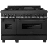ZLINE Legacy 48 Inch Wide 6 Cu. Ft. Free Standing Dual Fuel Range with Brass Burners, Griddle, and StayPut Doors Black Stainless Steel
