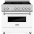 ZLINE Legacy 36 Inch Wide 4.6 Cu. Ft. Free Standing Induction Range with LED Knob Indicators and White Matte Door Stainless Steel / White Matte