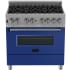 ZLINE Legacy 36 Inch Wide 4.6 Cu. Ft. Free Standing Fingerprint Resistant Dual Fuel Range with Blue Matte Door and Italian-Made Sealed Burners Stainless Steel / Blue Matte