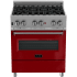 ZLINE Legacy 36 Inch Wide 4.6 Cu. Ft. Free Standing Fingerprint Resistant Dual Fuel Range with Italian-Made Sealed Burners and Red Gloss Door Stainless Steel / Red Gloss