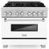 ZLINE Legacy 36 Inch Wide 4.6 Cu. Ft. Free Standing Fingerprint Resistant Dual Fuel Range with Italian-Made Sealed Burners and White Matte Door Stainless Steel / White Matte