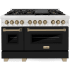 ZLINE Autograph Edition 48 Inch Wide 6 Cu. Ft. Free Standing Fingerprint Resistant Dual Fuel Range with Black Matte Door, Brass Burners, Champagne Bronze Accents, and Griddle Stainless Steel / Black Matte