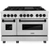 ZLINE Autograph Edition 48 Inch Wide 6 Cu. Ft. Free Standing Fingerprint Resistant Dual Fuel Range with Brass Burners, Griddle, and Matte Black Accents Stainless Steel
