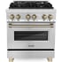 ZLINE Autograph Edition 30 Inch Wide 4 Cu. Ft. Free Standing Dual Fuel Range with Brass Burners and Champagne Bronze Accents Stainless Steel