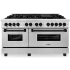 ZLINE Autograph Edition 60 Inch Wide 7.4 Cu. Ft. Free Standing Dual Fuel Range with Brass Burners, Griddle, and Matte Black Accents Stainless Steel