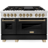 ZLINE Autograph Edition 48 Inch Wide 6 Cu. Ft. Free Standing Dual Fuel Range with Black Matte Door, Brass Burners, Champagne Bronze Accents, and Griddle Stainless Steel / Black Matte