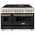 ZLINE Autograph Edition 48 Inch Wide 6 Cu. Ft. Free Standing Dual Fuel Range with Black Matte Door, Brass Burners, Griddle, and Polished Gold Accents Stainless Steel / Black Matte