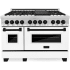 ZLINE Autograph Edition 48 Inch Wide 6 Cu. Ft. Free Standing Dual Fuel Range with Brass Burners, Griddle, Matte Black Accents, and White Matte Door Stainless Steel / White Matte