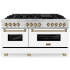 ZLINE Autograph Edition 60 Inch Wide 7.4 Cu. Ft. Free Standing Dual Fuel Range with Brass Burners, Champagne Bronze Accents, Griddle, and White Matte Door Stainless Steel / White Matte