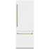 ZLINE Autograph Edition 30 Inch Wide 16.1 Cu. Ft. Energy Star Certified Bottom Freezer Refrigerator in White Matte with Polished Gold Handles Stainless Steel / Polished Gold