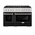 ZLINE 47.875 Inch Wide 6.7 Cu. Ft. Free Standing Dual Fuel Range with Fast Preheating Stainless Steel / Black Matte