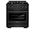 ZLINE 30 Inch Wide 4.2 Cu. Ft. Free Standing Dual Fuel Range with Italian-Made Auto-Reignition Burners Black Stainless Steel