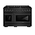 ZLINE 47.875 Inch Wide 6.7 Cu. Ft. Free Standing Dual Fuel Range with Dual Function Burners Black Stainless Steel
