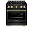 ZLINE 30 Inch Wide 4.2 Cu. Ft. Free Standing Dual Fuel Range with Champagne Bronze Accents and Fast Preheating Black Stainless Steel
