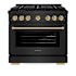 ZLINE 36 Inch Wide 5.2 Cu. Ft. Free Standing Dual Fuel Range with Champagne Bronze Accents and Fast Preheating Black Stainless Steel