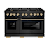ZLINE 47.875 Inch Wide 6.7 Cu. Ft. Free Standing Dual Fuel Range with Fast Preheating and Polished Gold Accents Black Stainless Steel