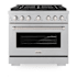 ZLINE 36 Inch Wide 5.2 Cu. Ft. Free Standing Fingerprint Resistant Dual Fuel Range with Dual Function Burner DuraSnow Stainless Steel