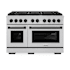 ZLINE 47.875 Inch Wide 6.7 Cu. Ft. Free Standing Fingerprint Resistant Dual Fuel Range with Fast Preheating and Matte Black Accents DuraSnow Stainless Steel