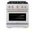 ZLINE 30 Inch Wide 4.2 Cu. Ft. Free Standing Dual Fuel Range with Champagne Bronze Accents and Exclusive Knobs and Handles Stainless Steel