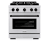 ZLINE 30 Inch Wide 4.2 Cu. Ft. Free Standing Dual Fuel Range with Fast Preheating and Matte Black Accents Stainless Steel