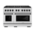 ZLINE 47.875 Inch Wide 6.7 Cu. Ft. Free Standing Dual Fuel Range with Fast Preheating and Matte Black Accents Stainless Steel