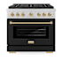 ZLINE 36 Inch Wide 5.2 Cu. Ft. Free Standing Dual Fuel Range with Champagne Bronze Accents and Horizon Oven Window Stainless Steel / Black Matte