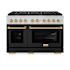 ZLINE 47.875 Inch Wide 6.7 Cu. Ft. Free Standing Dual Fuel Range with Champagne Bronze Accents and Horizon Oven Windows Stainless Steel / Black Matte