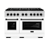 ZLINE 47.875 Inch Wide 6.7 Cu. Ft. Free Standing Dual Fuel Range with Horizon Oven Windows, Matte Black Accents, and White Matte Door Stainless Steel / White Matte