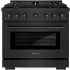 ZLINE Paramount 36 Inch Wide 5.2 Cu. Ft. Free Standing Gas Range with Italian-Made Sealed Burners Black Stainless Steel