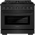 ZLINE Paramount 36 Inch Wide 5.2 Cu. Ft. Free Standing Gas Range with Brass Burners and StayPut Door Black Stainless Steel