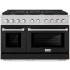 ZLINE Paramount 48 Inch Wide 6.7 Cu. Ft. Free Standing Fingerprint Resistant Gas Range with Black Matte Door and Italian-Made Sealed Burners Stainless Steel / Black Matte