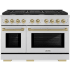 ZLINE Autograph Edition 48 Inch Wide 6.7 Cu. Ft. Free Standing Gas Range with Champagne Bronze Accents and Italian-Made Sealed Burners Stainless Steel