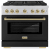 ZLINE Autograph Edition 36 Inch Wide 5.2 Cu. Ft. Free Standing Gas Range with Black Matte Door and Champagne Bronze Accents and Italian-Made Sealed Burners Stainless Steel / Black Matte