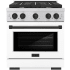 ZLINE Autograph Edition 30 Inch Wide 4.2 Cu. Ft. Free Standing Gas Range with Italian-Made Sealed Burners, Matte Black Accents, and White Matte Door Stainless Steel / White Matte