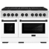 ZLINE Autograph Edition 48 Inch Wide 6.7 Cu. Ft. Free Standing Gas Range with Matte Black Accents, White Matte Door, and Italian-Made Sealed Burners Stainless Steel / White Matte