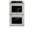 ZLINE Autograph Edition 30 Inch Wide 10 Cu. Ft. Fingerprint Resistant Electric Double Oven with Champagne Bronze Accents, Exclusive Handle Design, and True Convection Cooking Stainless Steel
