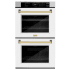 ZLINE Autograph Edition 30 Inch Wide 10 Cu. Ft. Electric Double Oven with Exclusive Handle Design, Polished Gold Accents, True Convection Cooking, and White Matte Doors Stainless Steel / White Matte