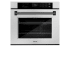 ZLINE Autograph Edition 30 Inch Wide 5 Cu. Ft. Fingerprint Resistant Electric Single Oven with Exclusive Handle Design, Matte Black Accents, and True Convection Cooking Stainless Steel