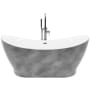 A and E Bath and Shower Cyclone 66" Free Standing Acrylic Soaking Tub with Center Drain, Drain Assembly, and Overflow White / Silver Leafing